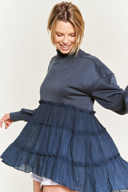 Mock Neck Ruffle Tunic Top Mock Neck Ruffle Tunic Top