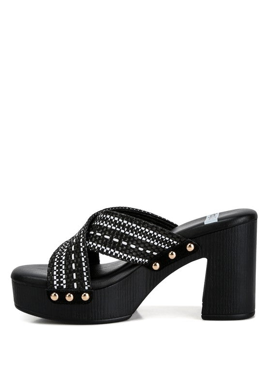 Finley Raffia High Block Heel Clogs clogs Finley Raffia High Block Heel Clogs clogs