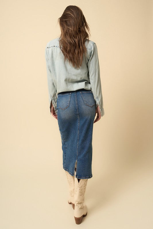 Crossover Denim Midi Skirt Denim Skirt Crossover Denim Midi Skirt Denim Skirt