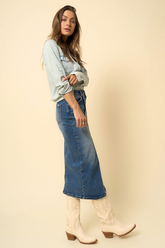 Crossover Denim Midi Skirt Denim Skirt Crossover Denim Midi Skirt Denim Skirt