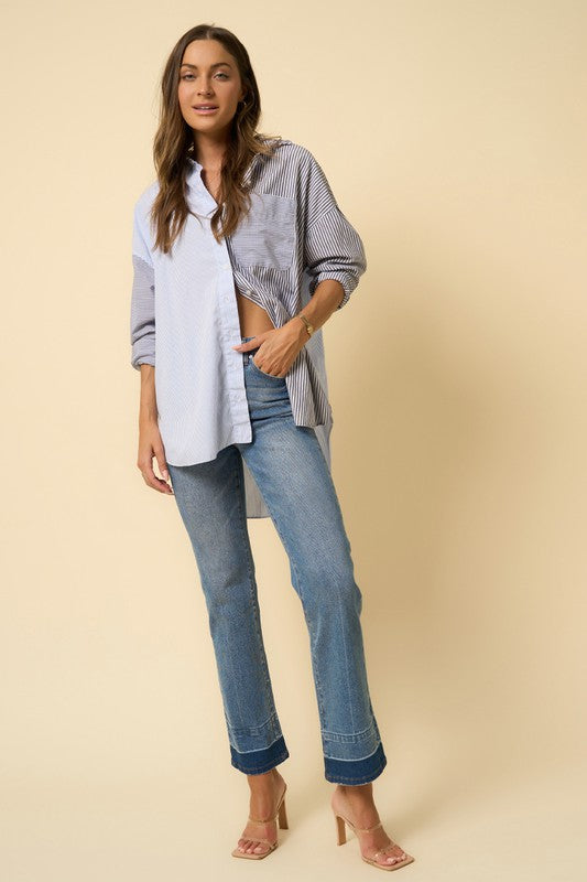 High Rise Released Hem Jean DENIM BLUE Jeans