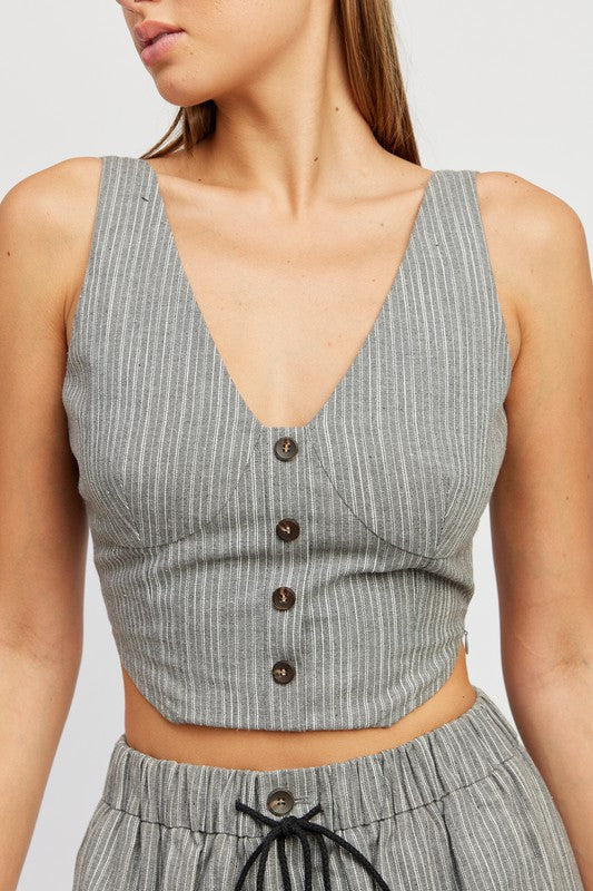 Button Down Vest Top Vest Top