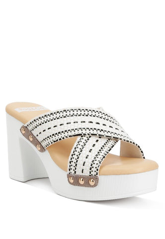 Finley Raffia High Block Heel Clogs White clogs Finley Raffia High Block Heel Clogs White clogs