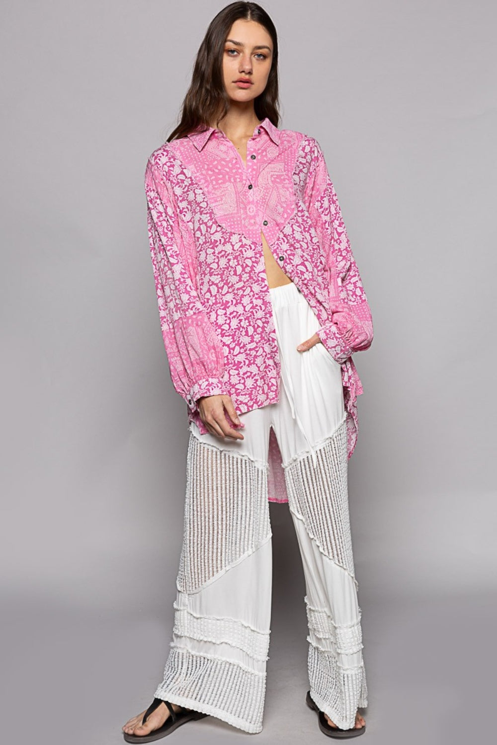 POL Button Down Long Sleeve Paisley Print Shirt shirt POL Button Down Long Sleeve Paisley Print Shirt shirt