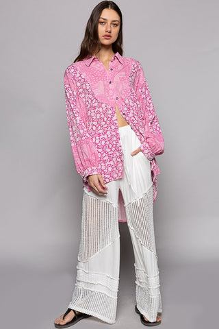 POL Button Down Long Sleeve Paisley Print Shirt shirt POL Button Down Long Sleeve Paisley Print Shirt shirt