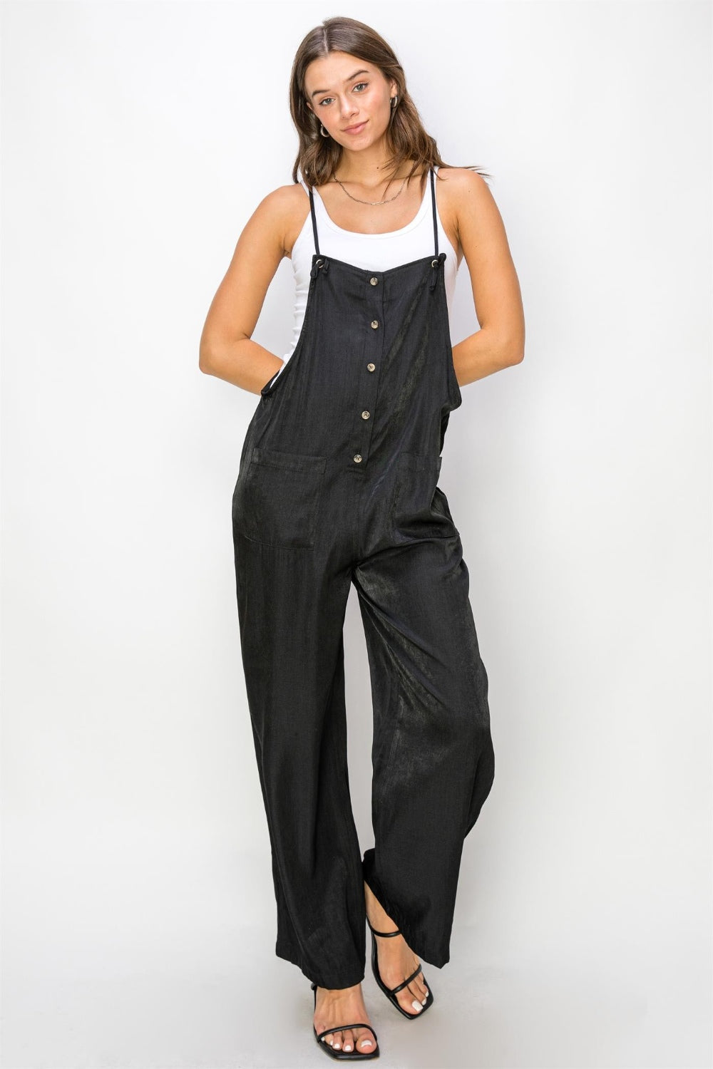 HYFVE Half Button Sleeveless Straight Jumpsuit Black jummpsuit HYFVE Half Button Sleeveless Straight Jumpsuit Black jummpsuit