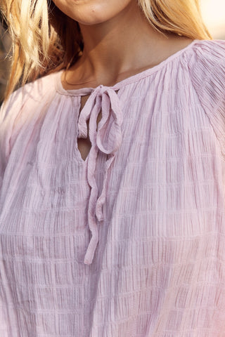 In February Textured Tie Neck Blouse Top In February Textured Tie Neck Blouse Top