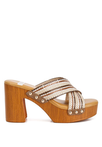 Finley Raffia High Block Heel Clogs clogs Finley Raffia High Block Heel Clogs clogs