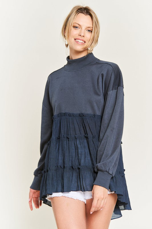 Mock Neck Ruffle Tunic Top Mock Neck Ruffle Tunic Top