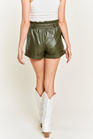 High-rise waist Belted Faux Leather Short Shorts High-rise waist Belted Faux Leather Short Shorts