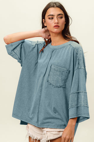 BiBi High-Low Washed T-Shirt top BiBi High-Low Washed T-Shirt top