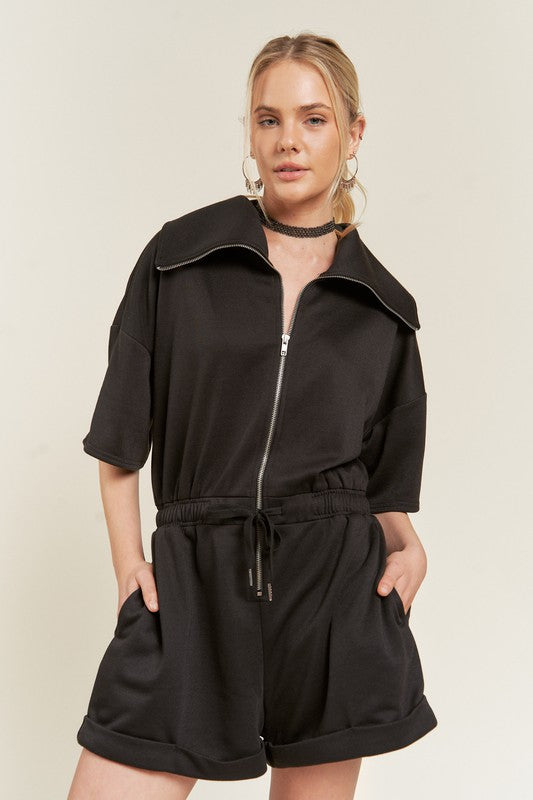 Terry Romper BLACK Jumpsuits and Rompers Terry Romper BLACK Jumpsuits and Rompers