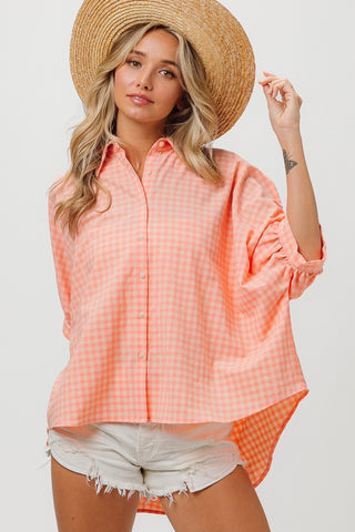BiBi Plaid Button Up Dolman Sleeve Shirt Shirt BiBi Plaid Button Up Dolman Sleeve Shirt Shirt