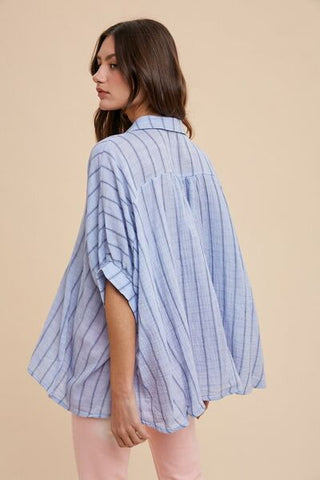 Striped Button Up Half Sleeve Shirt shirt Striped Button Up Half Sleeve Shirt shirt