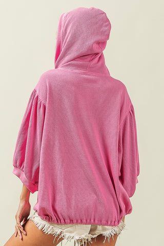 BiBi Waffle-Knit Half Zip Hooded Top top BiBi Waffle-Knit Half Zip Hooded Top top