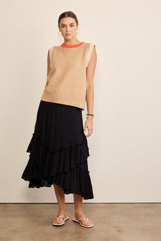 In February Contrast Round Neck Sweater Vest Top In February Contrast Round Neck Sweater Vest Top