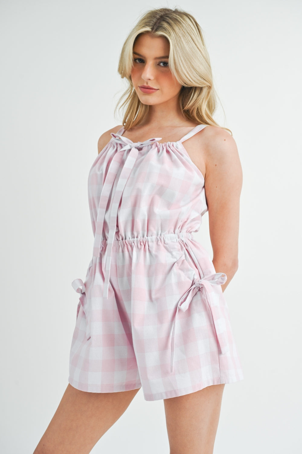 MABLE Plaid Sleeveless Button Down Romper Jumpsuits and Rompers MABLE Plaid Sleeveless Button Down Romper Jumpsuits and Rompers