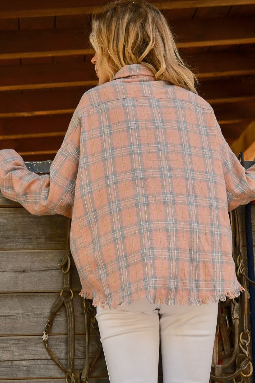 Plaid Button Up Raw Hem Shirt Shirt Plaid Button Up Raw Hem Shirt Shirt