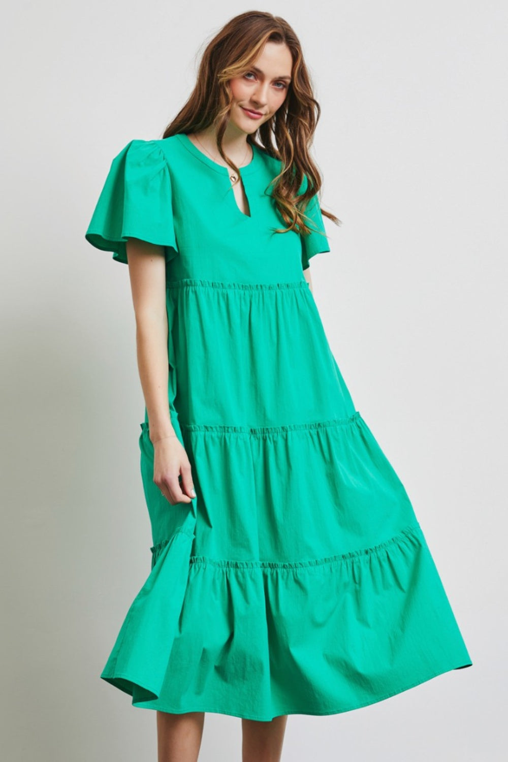 Full Size Cotton Poplin Ruffled Tiered Midi Dress capsulewardrobeshop Full Size Cotton Poplin Ruffled Tiered Midi Dress capsulewardrobeshop