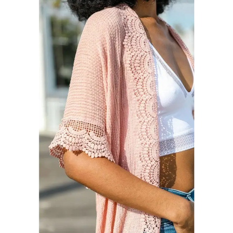 Scallop Lace Trim Kimono Scallop Lace Trim Kimono