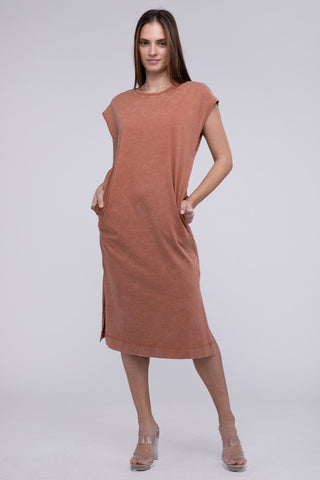 Casual Comfy Sleeveless Midi Dress BAKED CLAY Dess