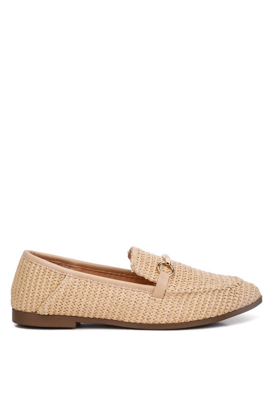 Asher Horsebit Embellished Raffia Loafers loafers