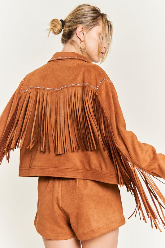 Suede studded fringe jacket Jacket