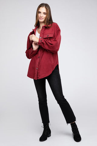 Fleece Buttoned Down Oversized Jacket Jacket