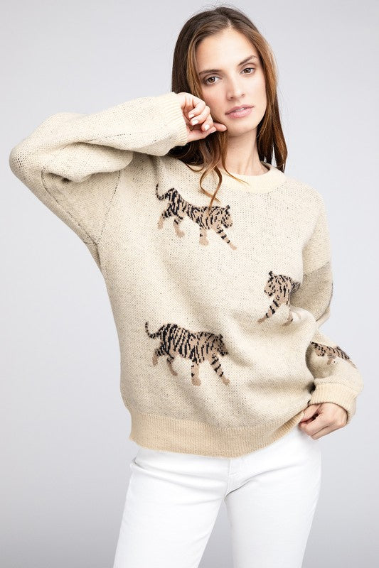 Tiger Pattern Sweater OATMEAL Sweater