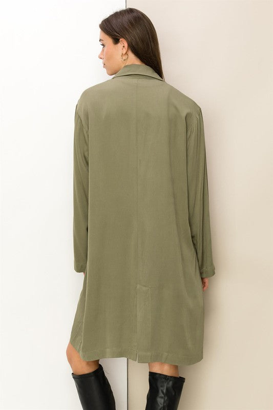 Right Round Button Front Oversized Coat Trench Coat
