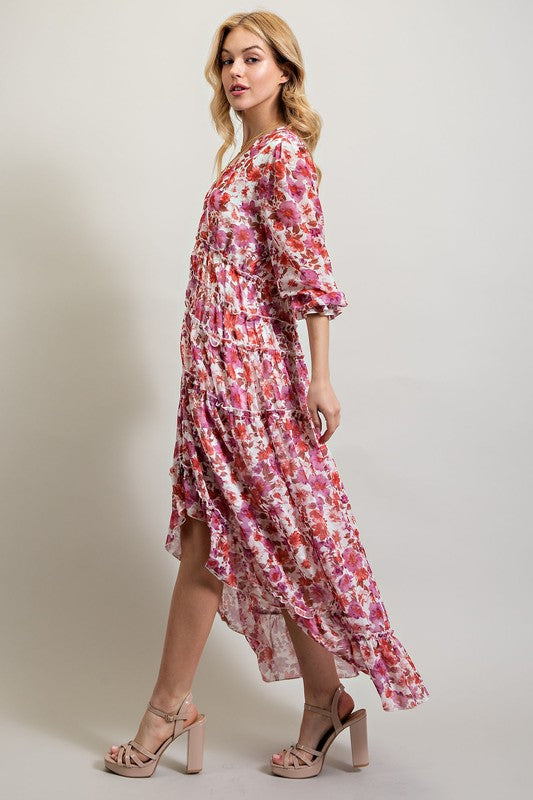 Bohemian High Low Floral Maxi Dress Dresses