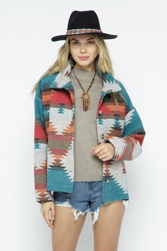 Soft Comfy Lightweight Aztec Pattern Jacket Jacket