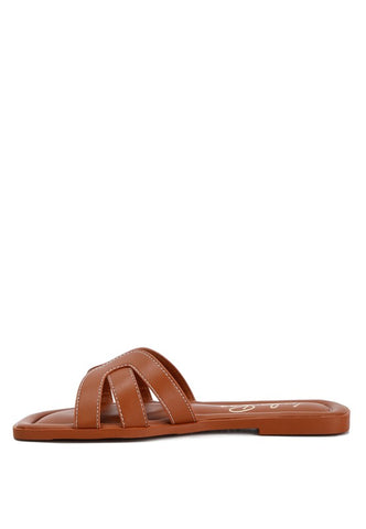 Aura Faux Leather Flat Sandals Sandals