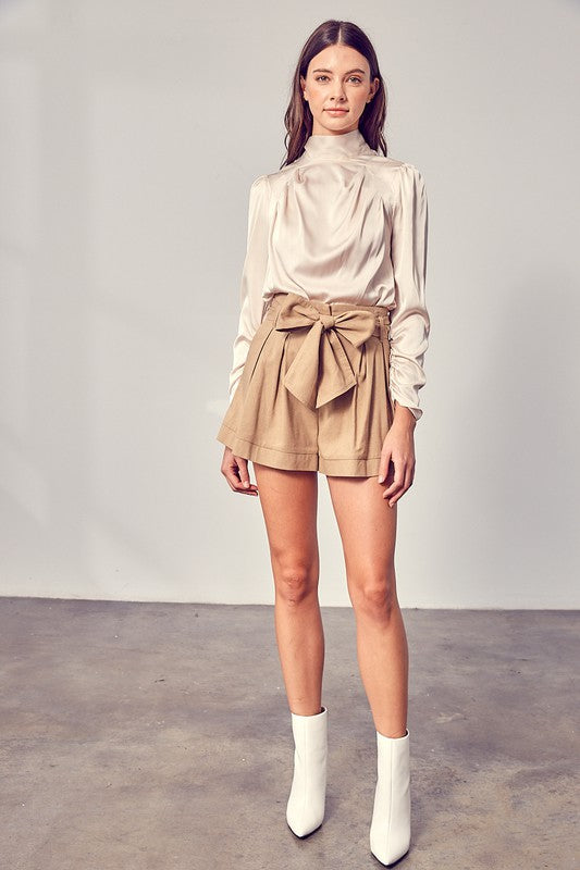 Front Self Tie Shorts TAUPE Shorts