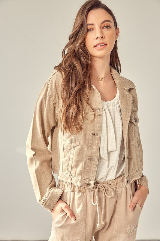 Color Denim Jacket WASHED TAUPE Jacket