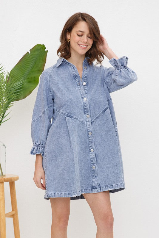 Washed Denim Dress Dresses