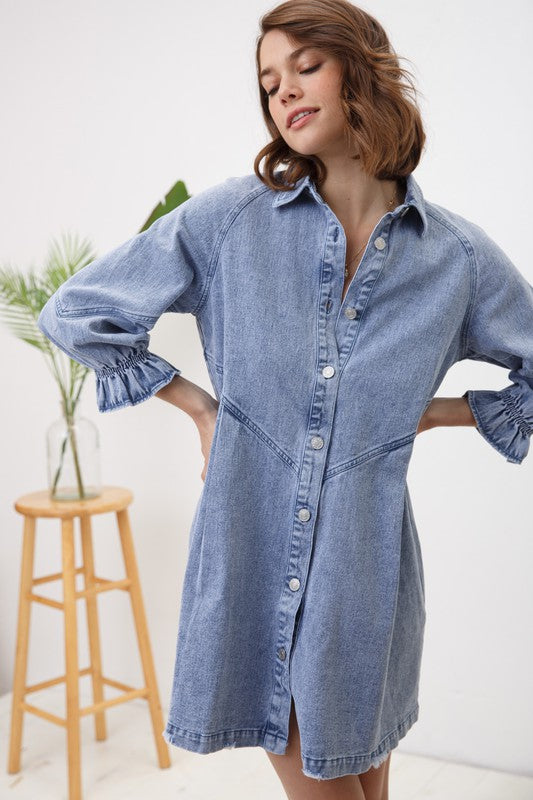 Washed Denim Dress Dresses