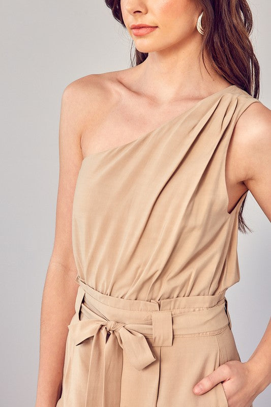 One Shoulder Self Tie Romper Romper