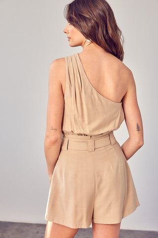 One Shoulder Self Tie Romper Romper