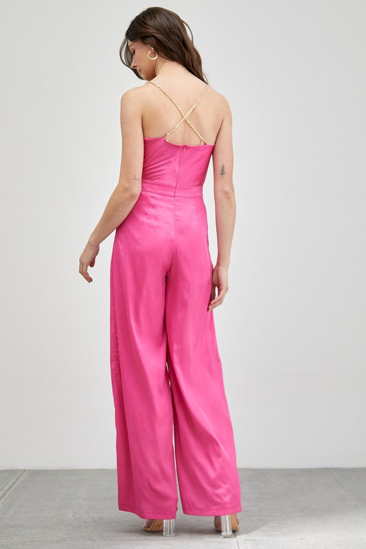 Cowl Neck Trim Detail Jumpsuit jummpsuit