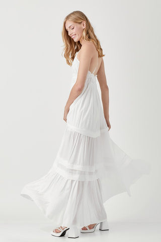 Shirred Ruffle Folded Detail Maxi Dress Dress