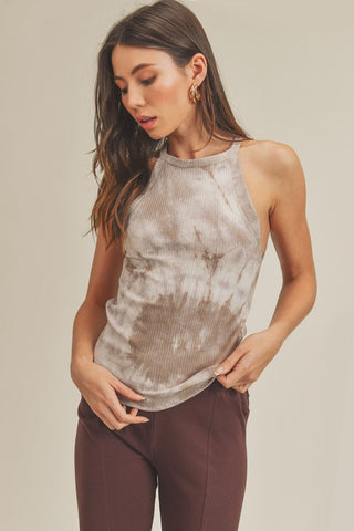 Edie Tie Dye Tank MOCHA Tops