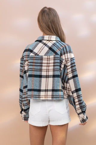 Plaid Crop Shirt Jacket Jacket