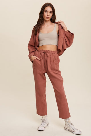 Long Sleeve Button Down and Long Pants Sets Set