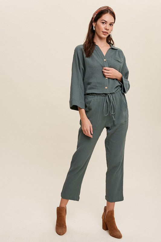 Long Sleeve Button Down and Long Pants Sets Set