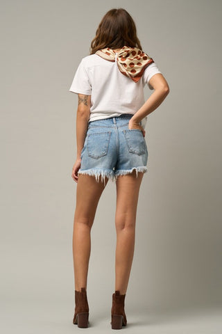 Crossover Denim Mom Shorts Denim Shorts