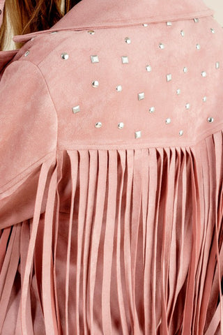 Studded Fringe Open Western Jacket Jacket