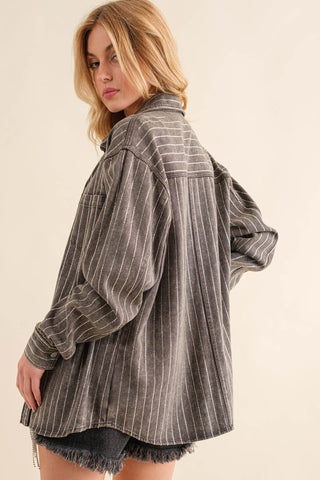 Sparkle Stone Stripe Denim Jacket Charcoal Jacket