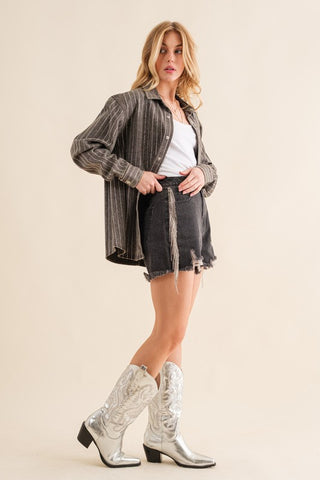 Sparkle Stone Stripe Denim Jacket Jacket