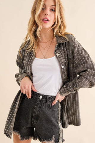 Sparkle Stone Stripe Denim Jacket Jacket